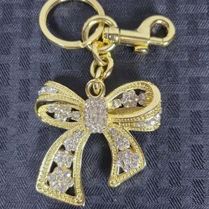 Gold Bow Keychain with Rhinestones